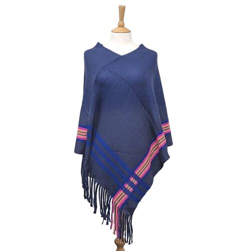 Nona - Knit Poncho - Navy Neon (80x80cm)