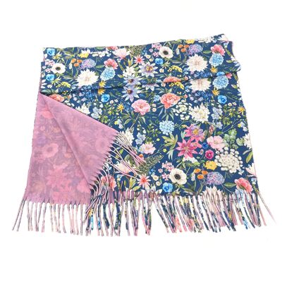 Sciarpa primaverile stile pashmina blu scuro - Design esclusivo (70x180 cm)