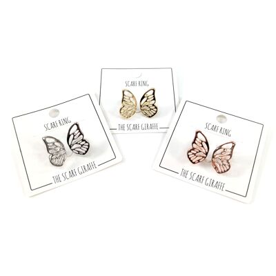 3 Anillos para bufanda surtidos - Mariposas Flutterby