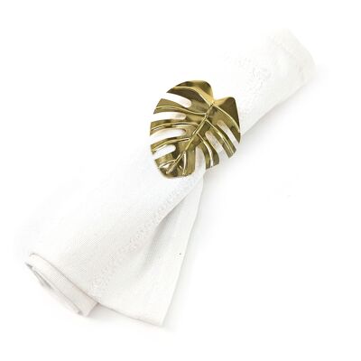 Folding Napkin Ring - Gold Monstera Leaf