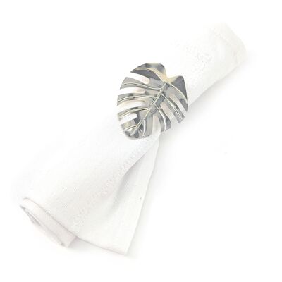 Folding Napkin Ring - Silver Monstera Leaf