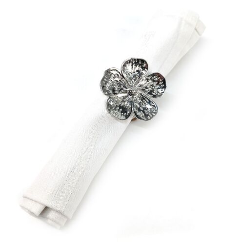 Folding Napkin Ring - Silver Flower