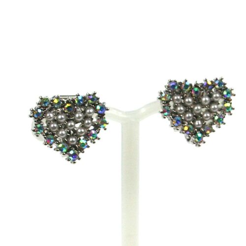 Heart Clip on Earrings - Platinum Plated