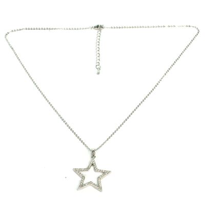 Collana con Stella di Diamante - Placcata in Platino