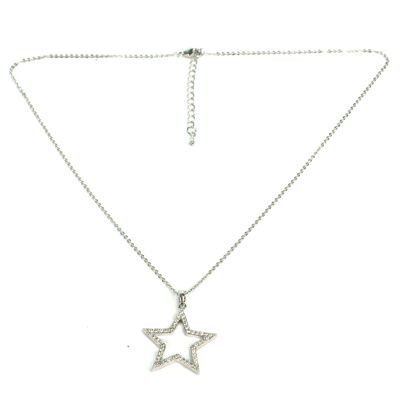 Collar Estrella Diamante - Chapado en Platino