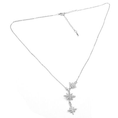 Diamante 3-Sterne-Halskette - platiniert