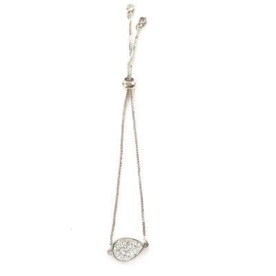 Tear Drop Shaped Bracelet - Silver Crystal