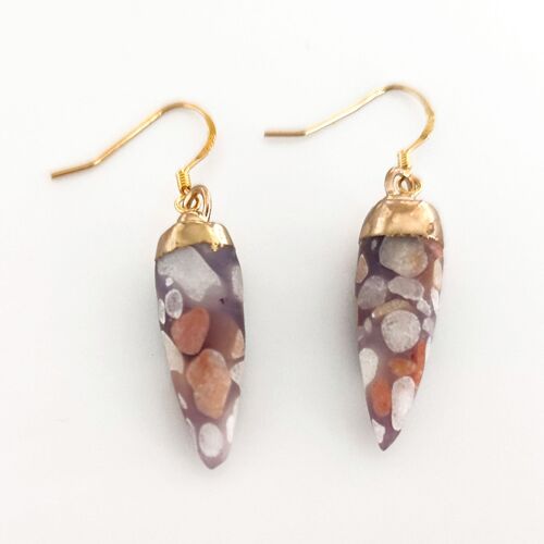 Marbled Drop Earrings - Purple