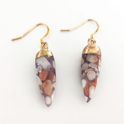 Marbled Drop Earrings - Purple