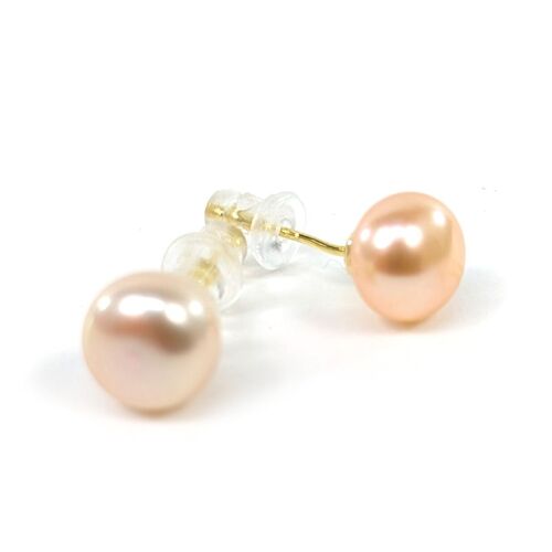 Freshwater Pearl Pink Stud Earrings - 8mm