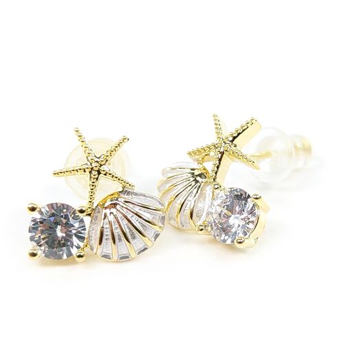 Shell Cluster Diamante Stud Earrings