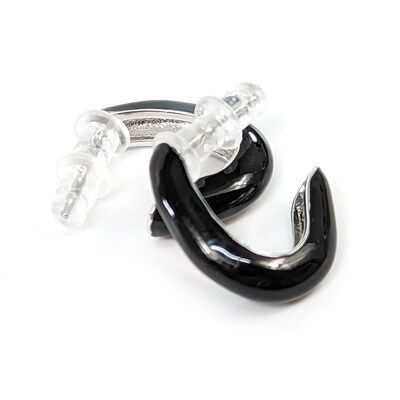 Black Enamel Hoop Earrings
