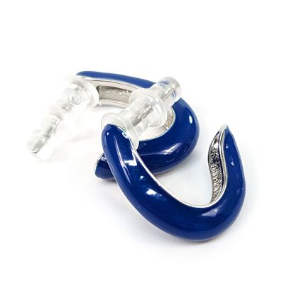 Boucles d'oreilles créoles en émail bleu