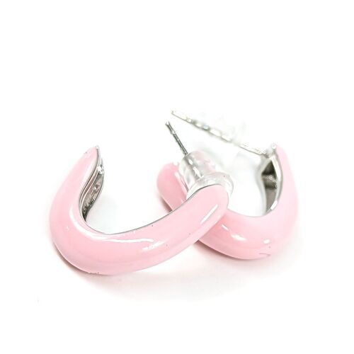 Pink Enamel Hoop Earrings