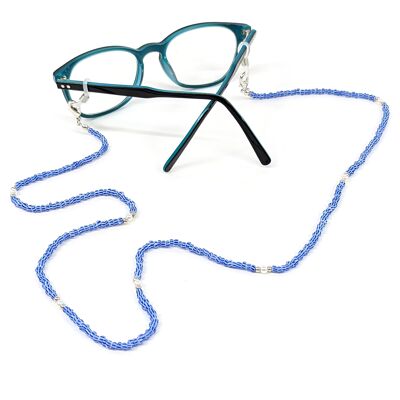 Brillenkette - Blaue Rocailles-Perle