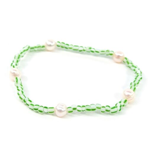 Seed and Pearl Bead Bracelet - Green
