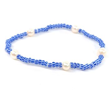 Bracelet de perles de graines et de perles - Bleu