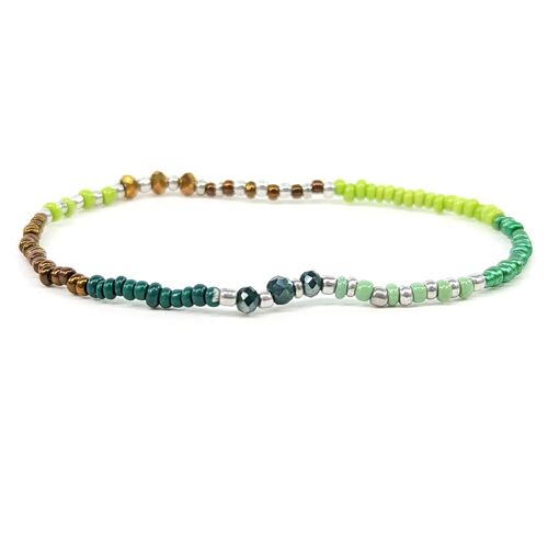 Multicoloured Seed Bead Bracelets - Greens