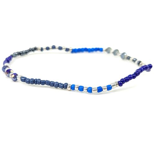 Multicoloured Seed Bead Bracelets - Blues