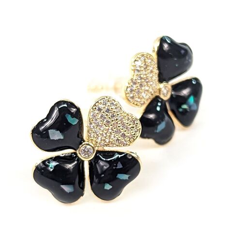 Glitter & Enamel 4 Leaf Clover Stud Earrings
