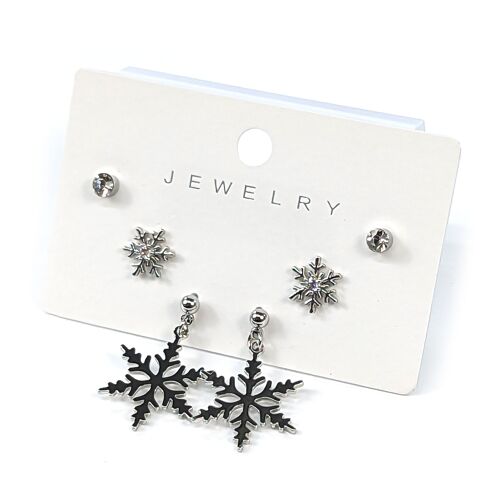 Flurry of Snowflakes - Set of 3 Earrings