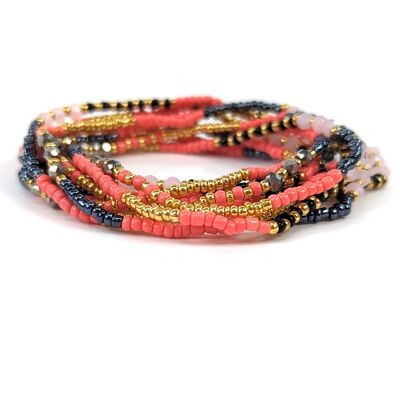 Bracelets de perles de rocaille multicolores - Roses foncés