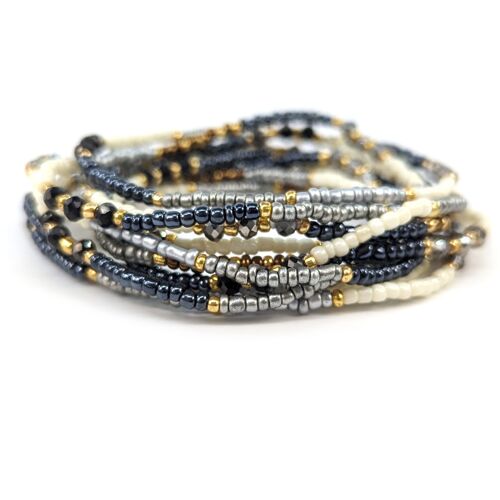 Multicoloured Seed Bead Bracelets - Black/Silver