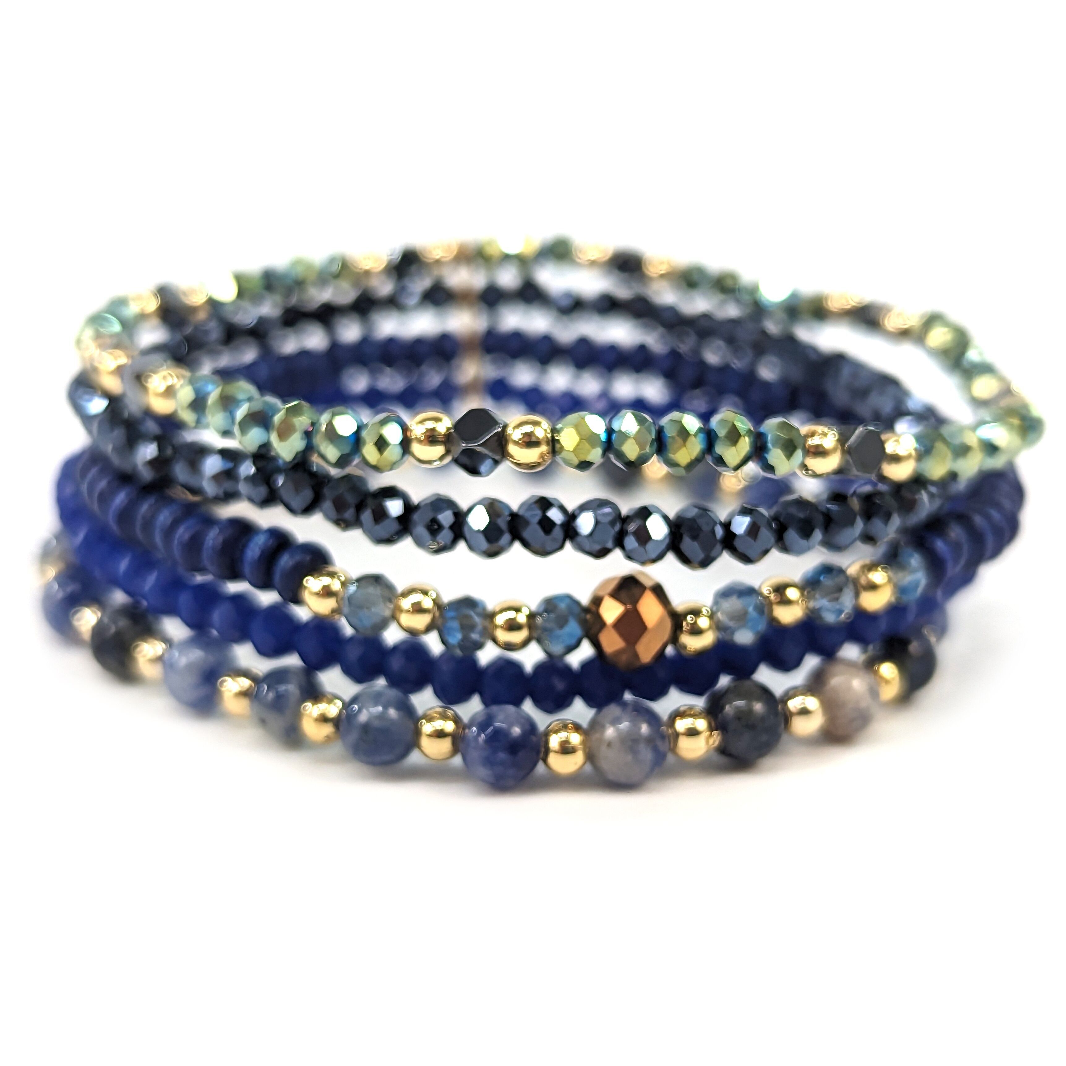 Beaded Bracelet Stack - Blues