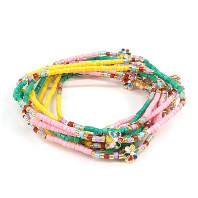 Pulsera con cuentas Flower Power - Multicolor