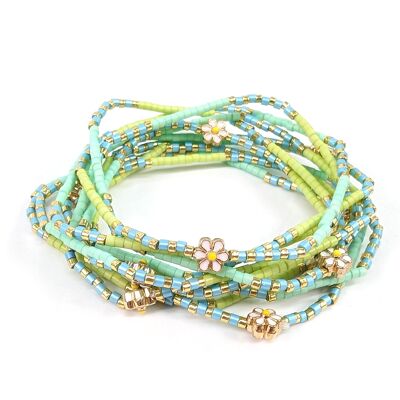 Flower Power Beaded Bracelet - Turquoise