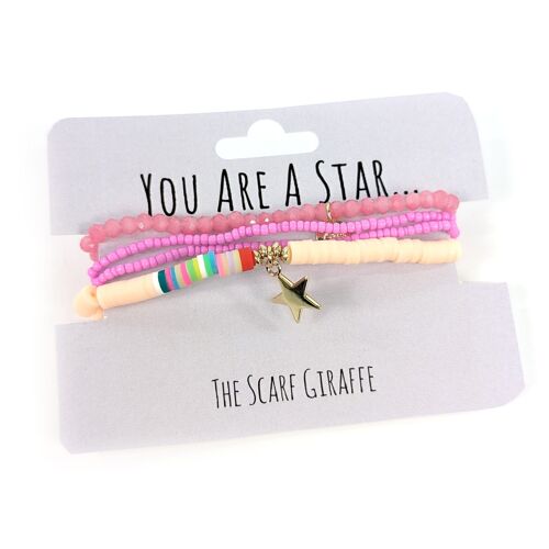 You Are A Star Bracelet Set - Pink