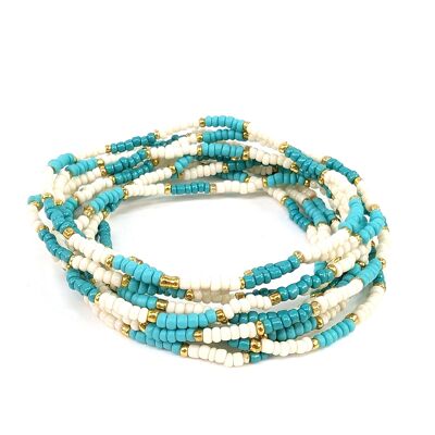 Bracelet de perles de rocaille de couleur bloc - Turquoise