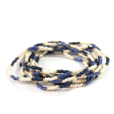 Pulsera de cuentas de semillas de color en bloque - Azul