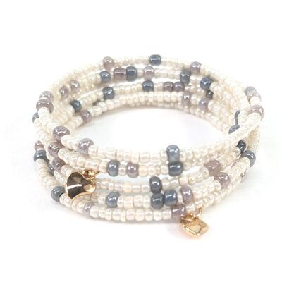 Bracelet de perles de rocaille en spirale - Crème/Gris