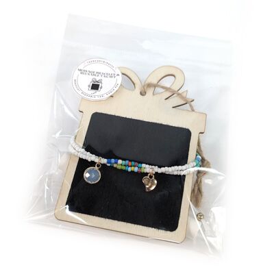 Pulsera de la amistad con etiqueta de regalo reutilizable (con tiza) - Blanco