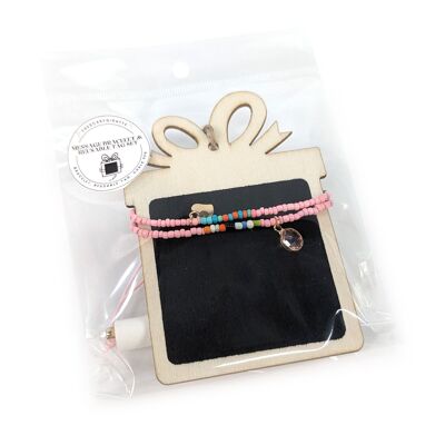 Bracelet d'amitié sur étiquette cadeau réutilisable (avec craie) - Rose pâle