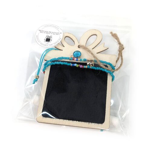 Friendship Bracelet on Reusable Gift Tag (with chalk) - Turquoise
