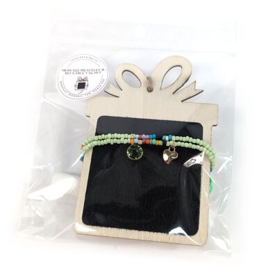 Pulsera de la Amistad con Etiqueta de Regalo Reutilizable (con tiza) - Verde