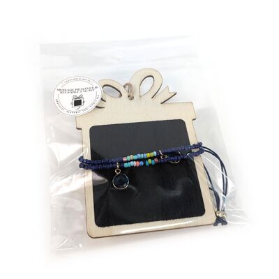 Bracelet d'amitié sur étiquette cadeau réutilisable (avec craie) - Bleu marine