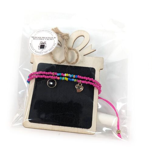 Friendship Bracelet on Reusable Gift Tag (with chalk) - Dark Pink