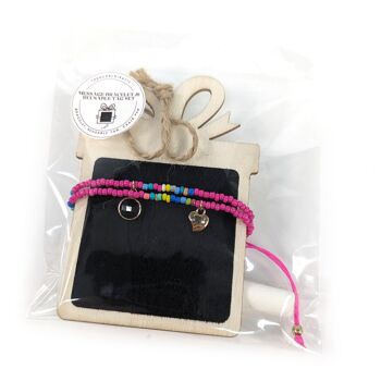 Bracelet d'amitié sur étiquette cadeau réutilisable (avec craie) - Rose foncé