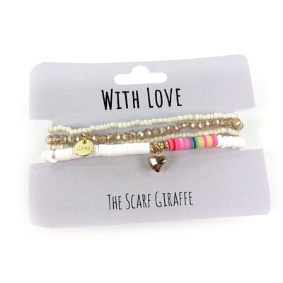 Ensemble de bracelets With Love - Blanc