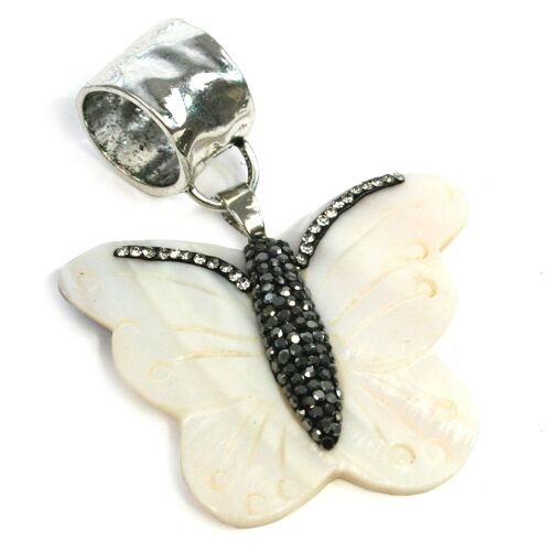 Shell Pearl & Diamante Butterfly Design Scarf Jewellery