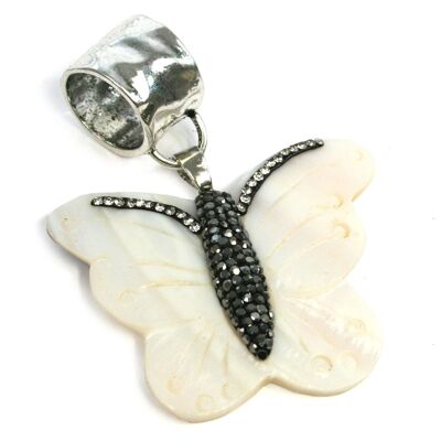 Bufanda con diseño de mariposa de perlas y diamantes