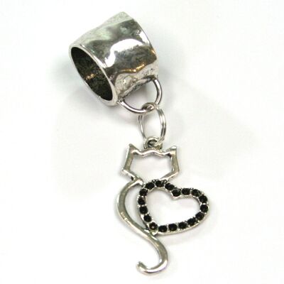 Scarf Jewellery - Cat with Black Heart
