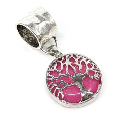 Bright Pink Agate Tree of Life Scarf Jewellery