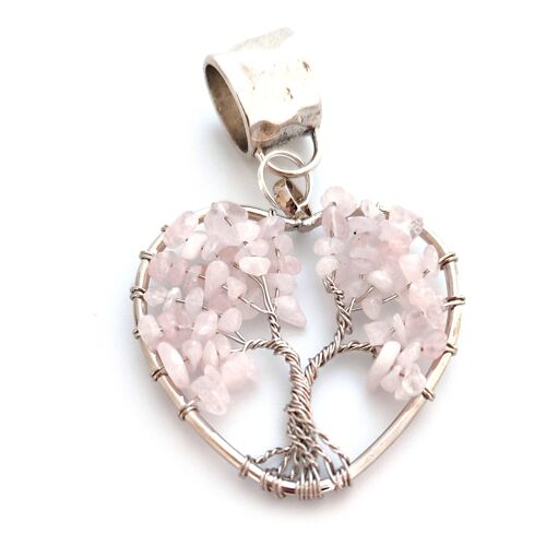 Heart Tree of Life Scarf Jewellery - Rose Quartz