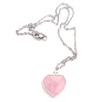 Collier Coeur Quartz Rose