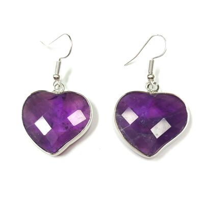 Amethyst Heart Scarf Earrings