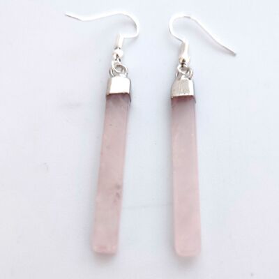 Boucles d'oreilles allumettes quartz rose